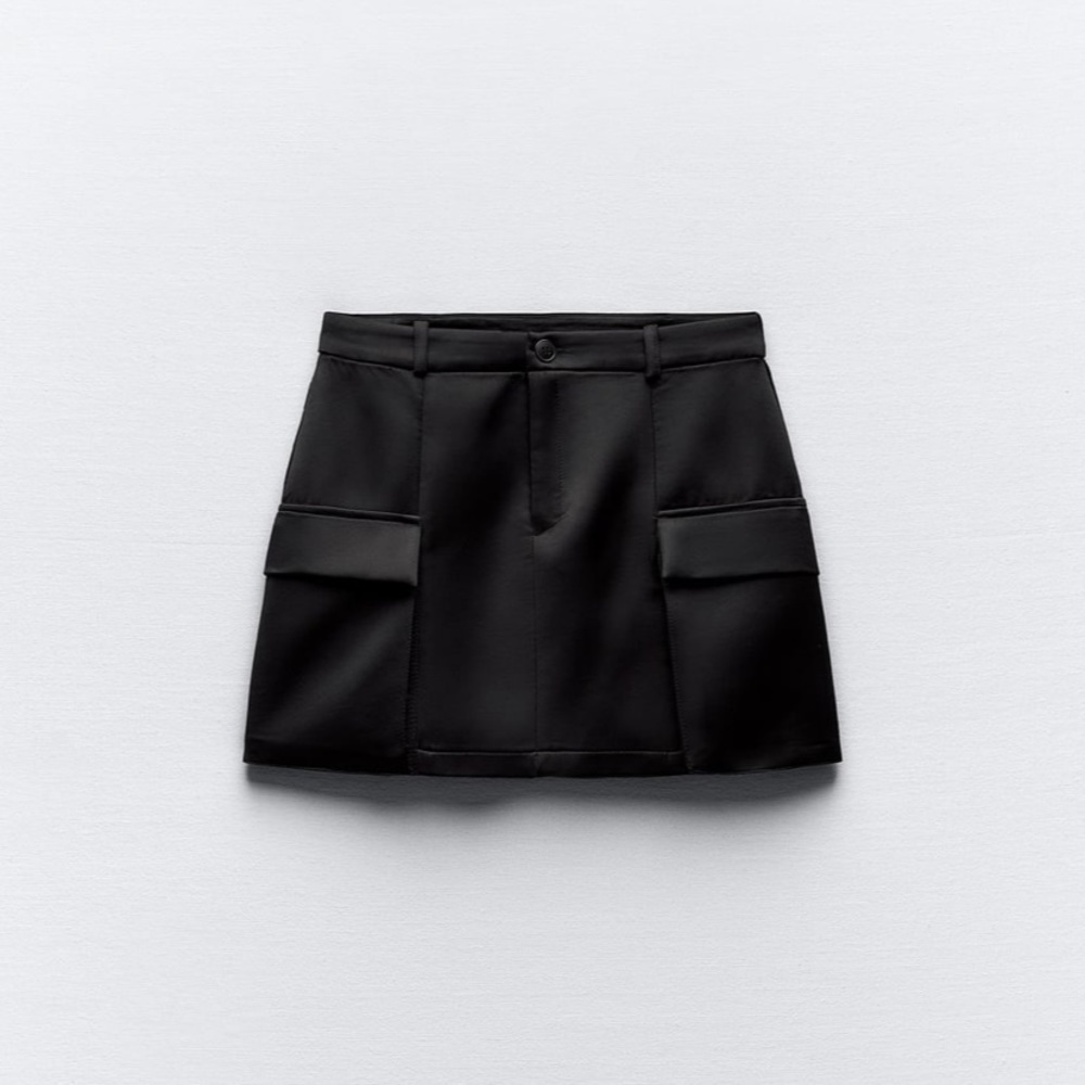 Zara Satin Effect Cargo Mini Skirt
